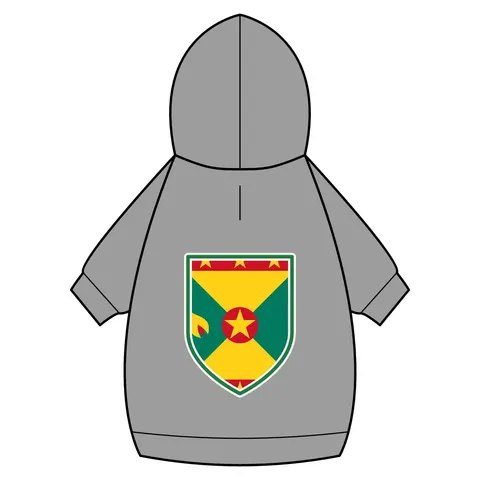 Grenada Red Green Gold Pattern Pet Hoodie — back_dtf view