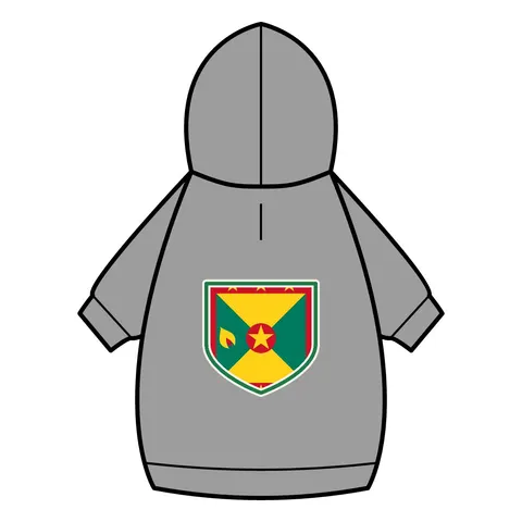 Grenada Red Green Gold Pattern Pet Hoodie — back_dtf view