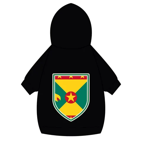 Grenada Red Green Gold Pattern Pet Hoodie — back_dtf view