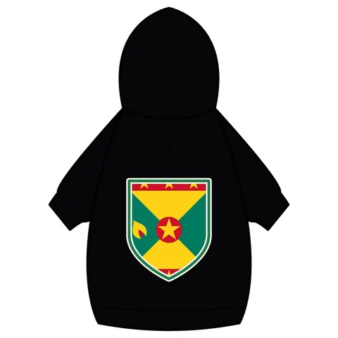 Grenada Red Green Gold Pattern Pet Hoodie — back_dtf view