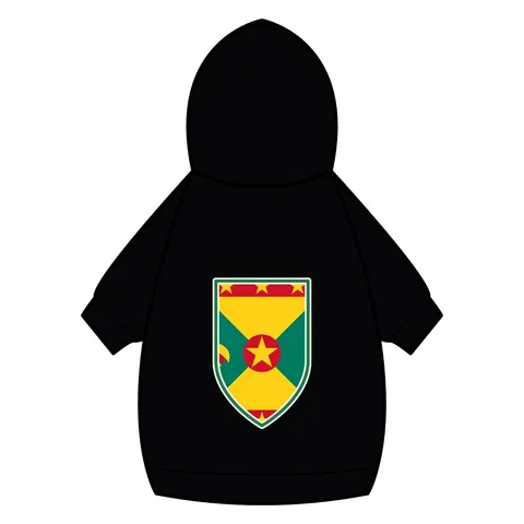 Grenada Red Green Gold Pattern Pet Hoodie — back_dtf view