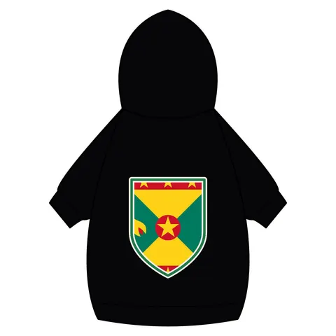 Grenada Red Green Gold Pattern Pet Hoodie — back_dtf view