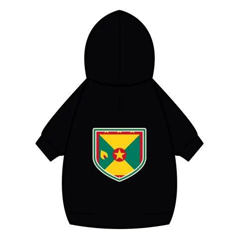 Grenada Red Green Gold Pattern Pet Hoodie — back_dtf view