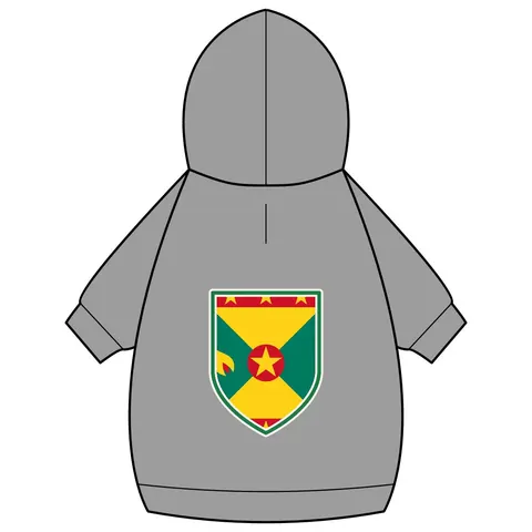 Grenada Red Green Gold Pattern Pet Hoodie — back_dtf view