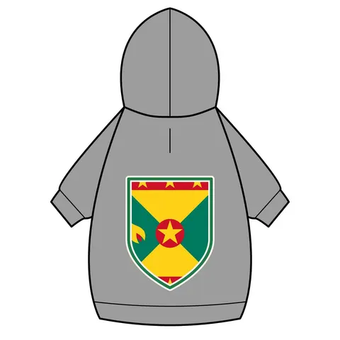 Grenada Red Green Gold Pattern Pet Hoodie — back_dtf view