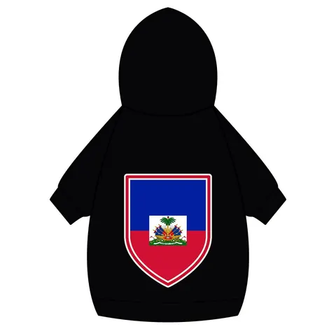 Haiti Blue Red Banner Pet Hoodie — back_dtf view