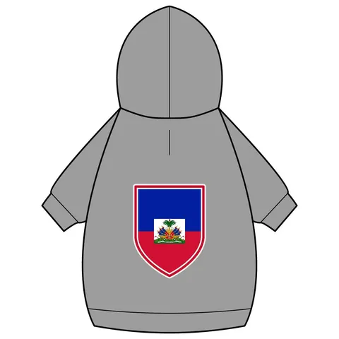 Haiti Blue Red Banner Pet Hoodie — back_dtf view