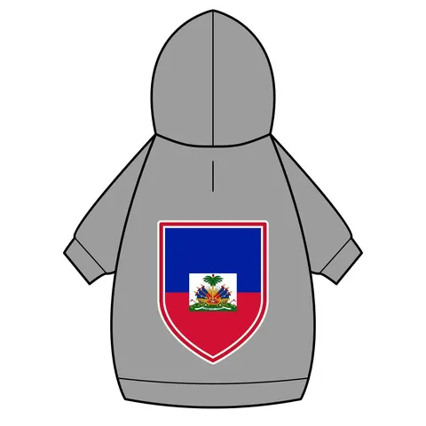 Haiti Blue Red Banner Pet Hoodie — back_dtf view