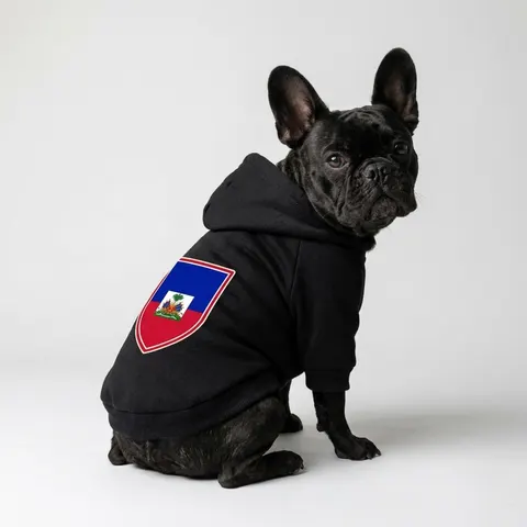 Haiti Blue Red Banner Pet Hoodie