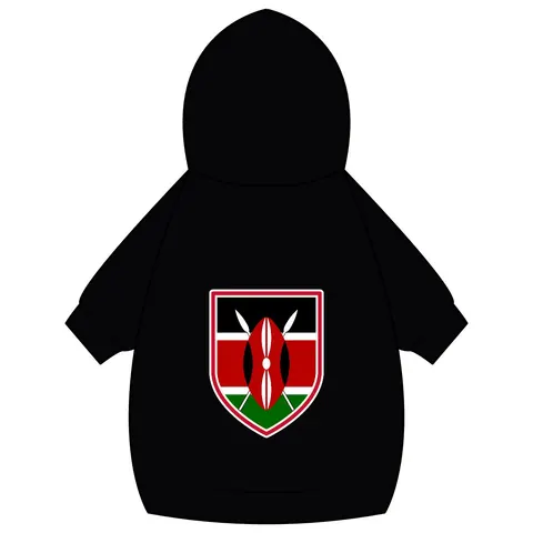 Kenya Black Red Green Stripes Pet Hoodie — back_dtf view