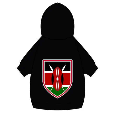 Kenya Black Red Green Stripes Pet Hoodie — back_dtf view