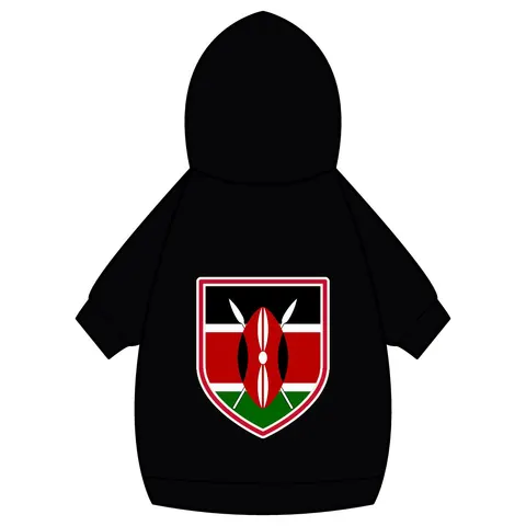 Kenya Black Red Green Stripes Pet Hoodie — back_dtf view