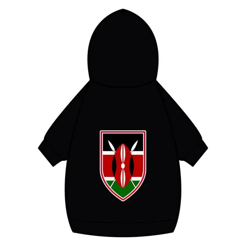 Kenya Black Red Green Stripes Pet Hoodie — back_dtf view
