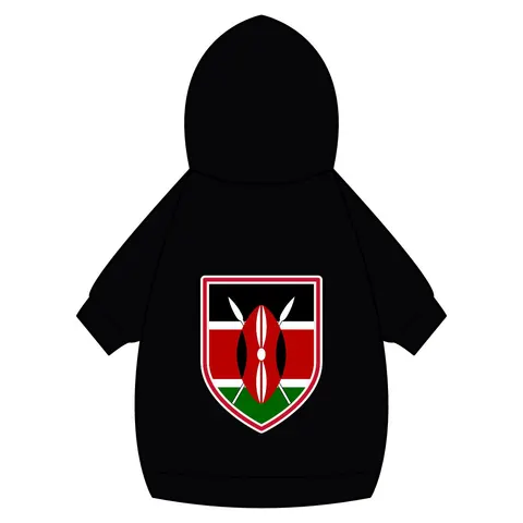 Kenya Black Red Green Stripes Pet Hoodie — back_dtf view