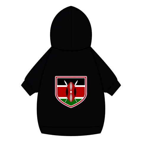 Kenya Black Red Green Stripes Pet Hoodie — back_dtf view