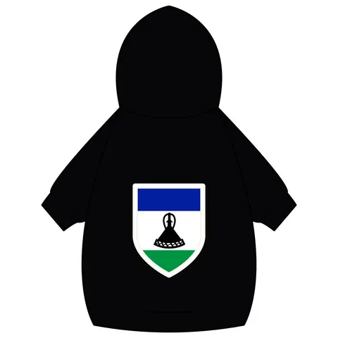 Lesotho Blue White Green Emblem Pet Hoodie — back_dtf view