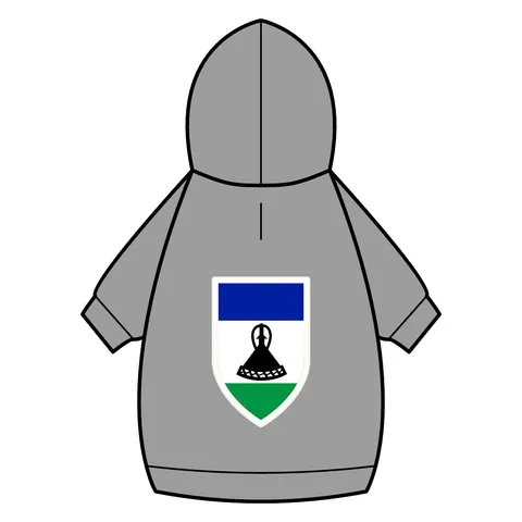 Lesotho Blue White Green Emblem Pet Hoodie — back_dtf view