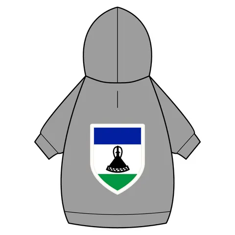 Lesotho Blue White Green Emblem Pet Hoodie — back_dtf view