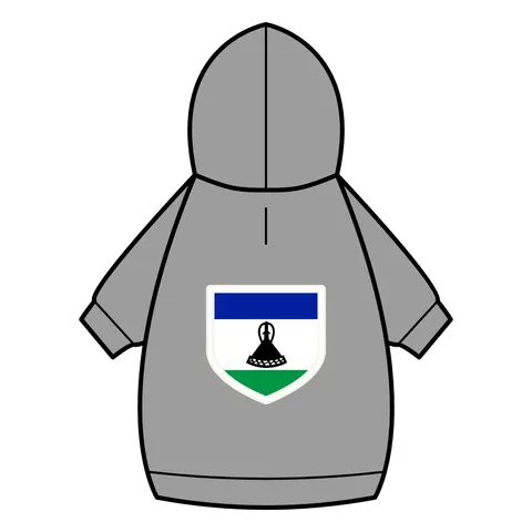 Lesotho Blue White Green Emblem Pet Hoodie — back_dtf view