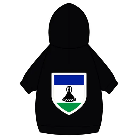 Lesotho Blue White Green Emblem Pet Hoodie — back_dtf view