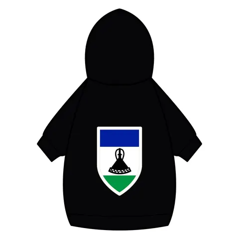 Lesotho Blue White Green Emblem Pet Hoodie — back_dtf view