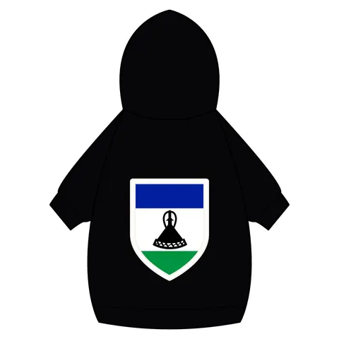 Lesotho Blue White Green Emblem Pet Hoodie — back_dtf view