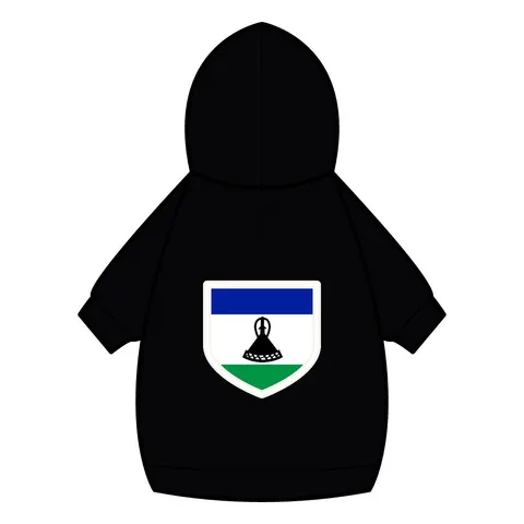 Lesotho Blue White Green Emblem Pet Hoodie — back_dtf view