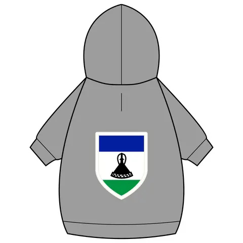 Lesotho Blue White Green Emblem Pet Hoodie — back_dtf view