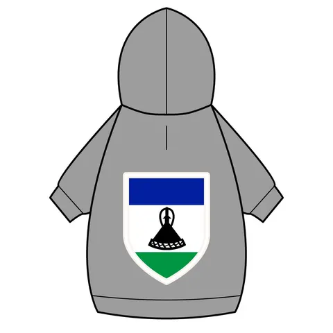 Lesotho Blue White Green Emblem Pet Hoodie — back_dtf view