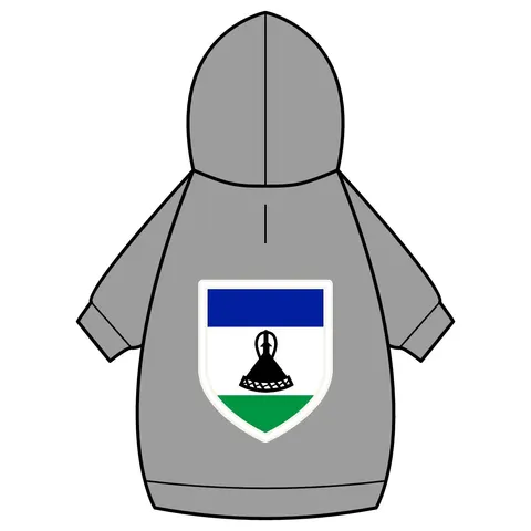 Lesotho Blue White Green Emblem Pet Hoodie — back_dtf view