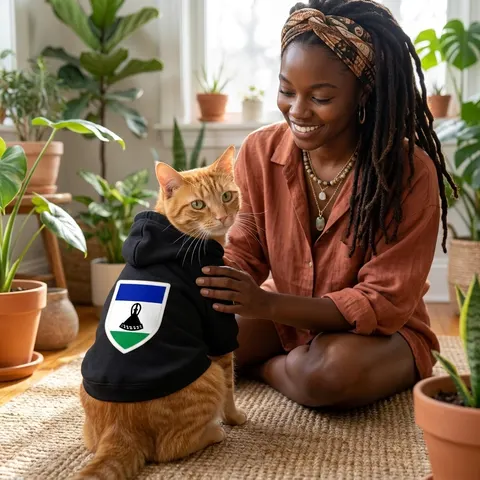 Lesotho Blue White Green Emblem