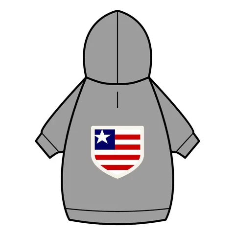 Liberia Stripes & Single Star Pet Hoodie — back_dtf view