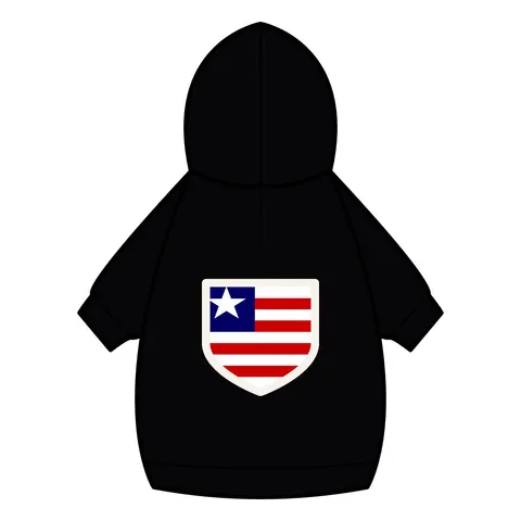 Liberia Stripes & Single Star Pet Hoodie — back_dtf view