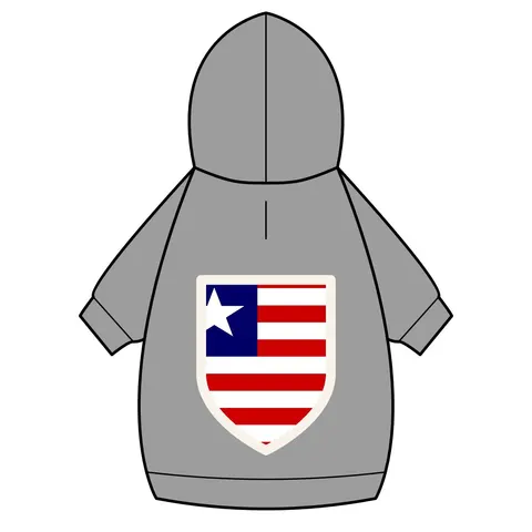 Liberia Stripes & Single Star Pet Hoodie — back_dtf view