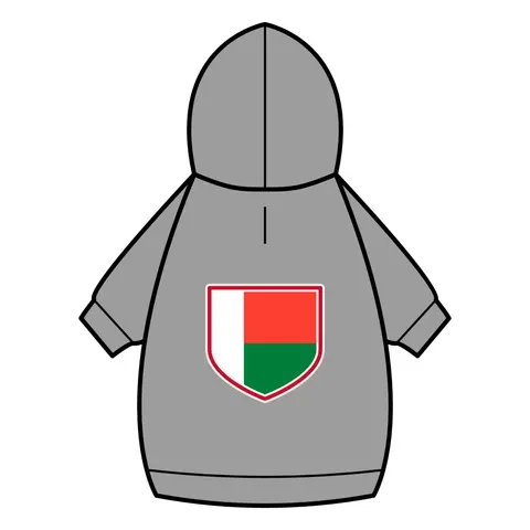 Madagascar White Red Green Pet Hoodie — back_dtf view