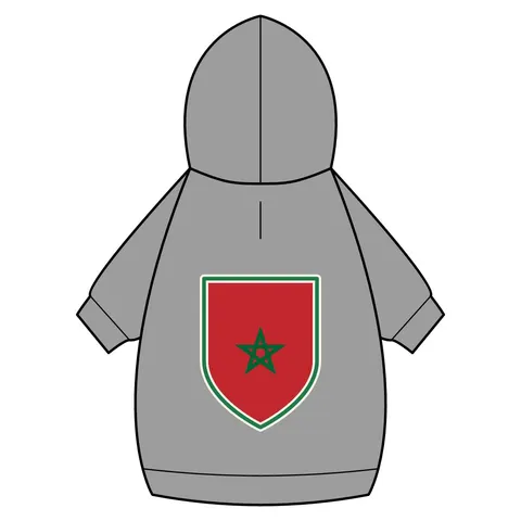 Morocco Red Green Star Pet Hoodie — back_dtf view
