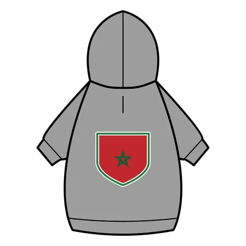 Morocco Red Green Star Pet Hoodie — back_dtf view