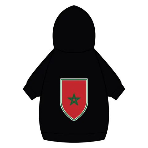 Morocco Red Green Star Pet Hoodie — back_dtf view