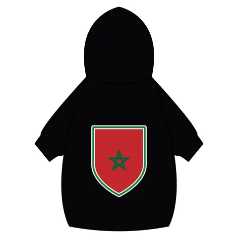 Morocco Red Green Star Pet Hoodie — back_dtf view