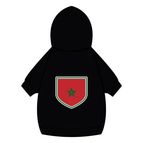 Morocco Red Green Star Pet Hoodie — back_dtf view