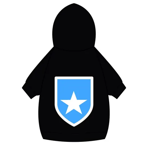 Somalia Blue White Star Pet Hoodie — back_dtf view
