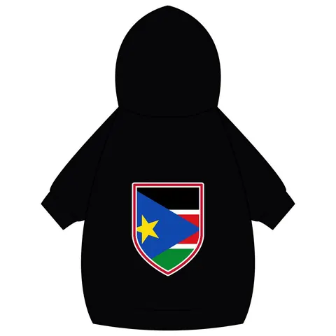 South Sudan Stripes & Blue Triangle Pet Hoodie — back_dtf view