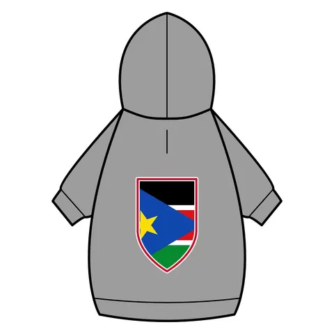 South Sudan Stripes & Blue Triangle Pet Hoodie — back_dtf view