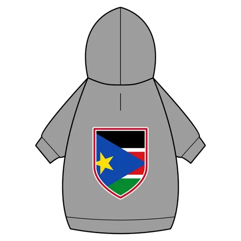 South Sudan Stripes & Blue Triangle Pet Hoodie — back_dtf view