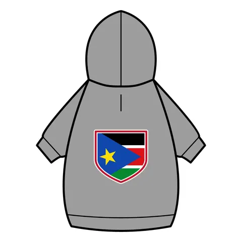 South Sudan Stripes & Blue Triangle Pet Hoodie — back_dtf view