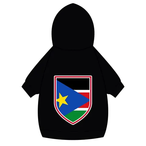 South Sudan Stripes & Blue Triangle Pet Hoodie — back_dtf view