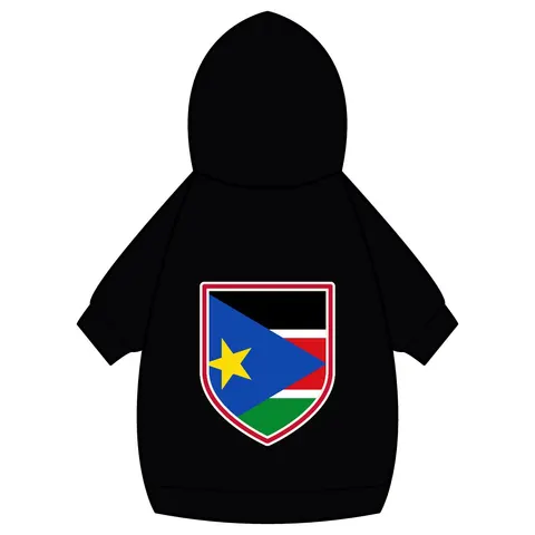 South Sudan Stripes & Blue Triangle Pet Hoodie — back_dtf view