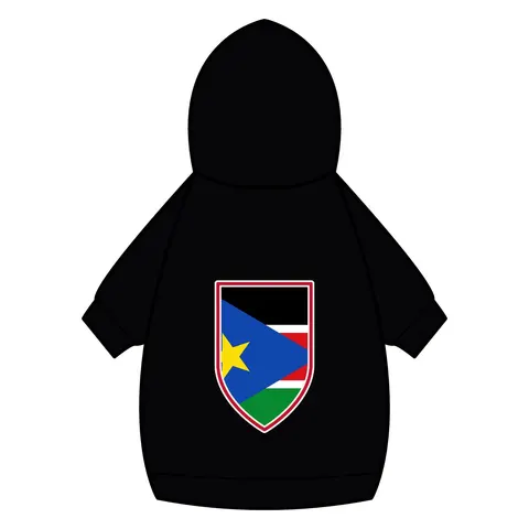 South Sudan Stripes & Blue Triangle Pet Hoodie — back_dtf view