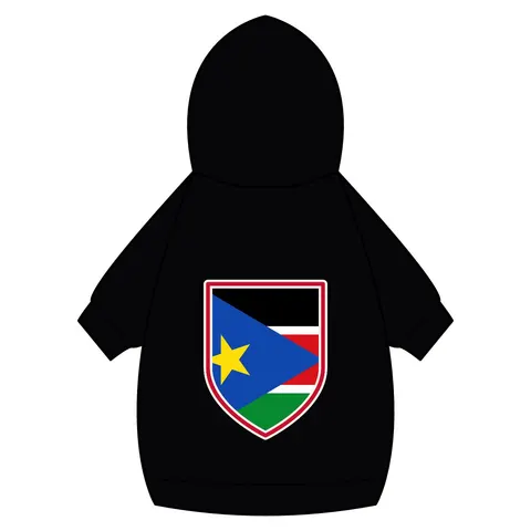 South Sudan Stripes & Blue Triangle Pet Hoodie — back_dtf view