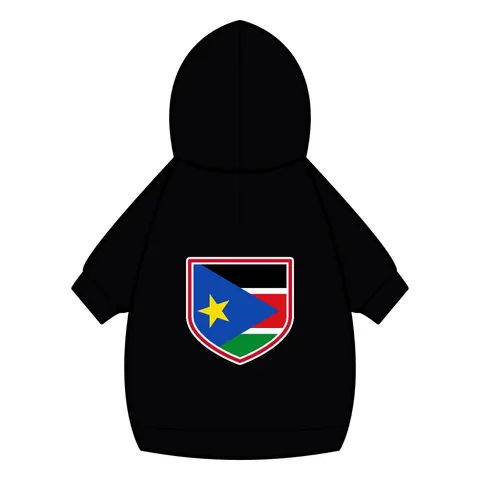 South Sudan Stripes & Blue Triangle Pet Hoodie — back_dtf view